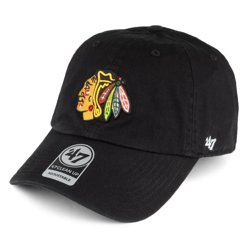 47 Brand Chicago Blackhawks Baseball Cap - NHL Clean Up - Black
