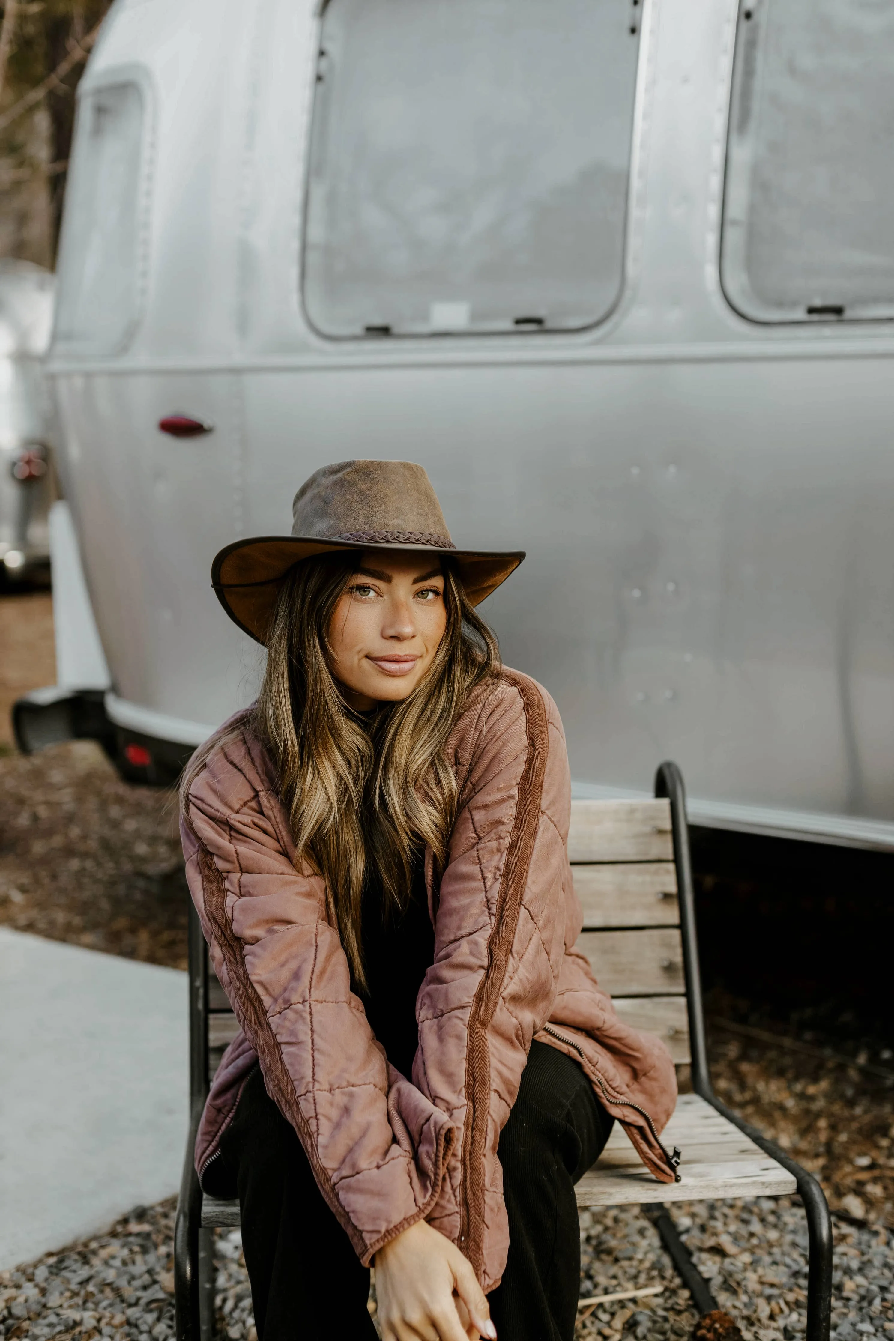 American Hat Makers Unisex Crusher - Leather Crushable Outback Hat in Brown