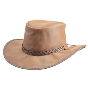 American Hat Makers Unisex Crusher - Leather Crushable Outback Hat in Copper