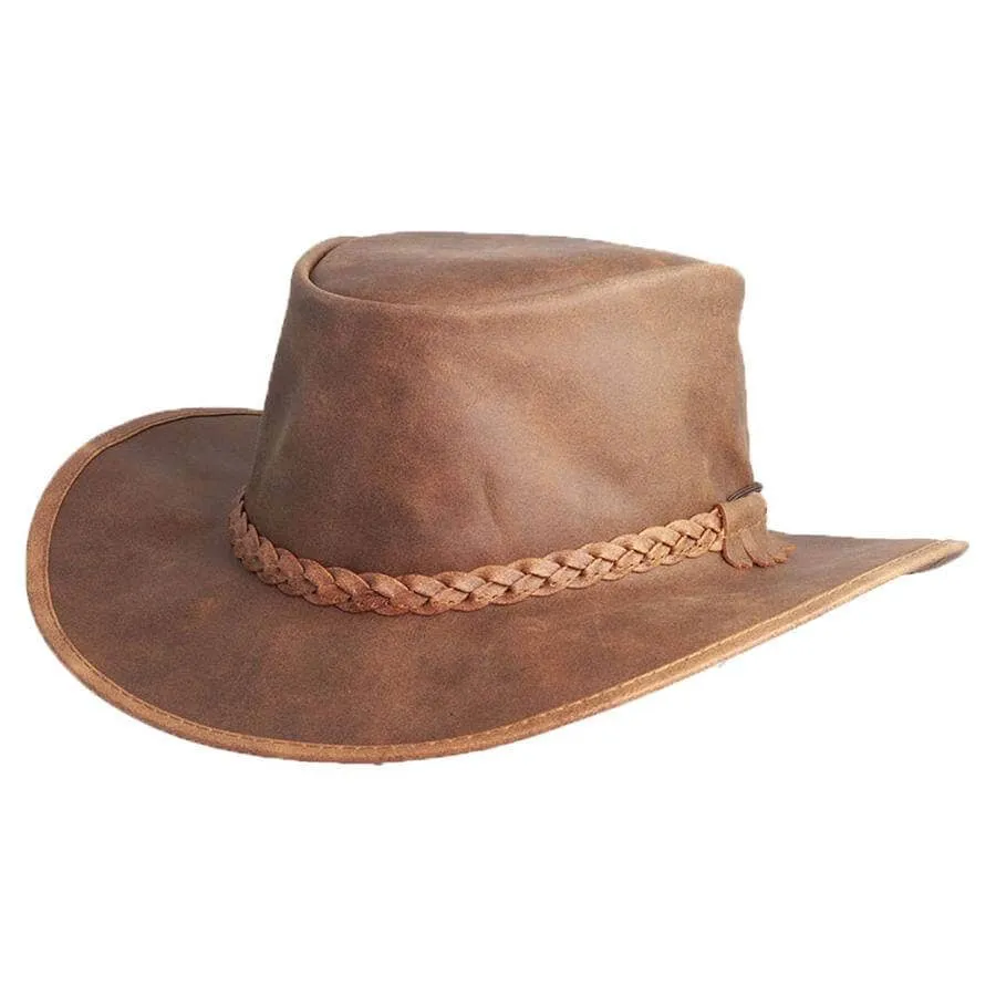 American Hat Makers Unisex Crusher - Leather Crushable Outback Hat in Copper