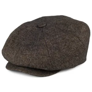 Bailey Hats Beech Herringbone Newsboy Cap - Black-Brown