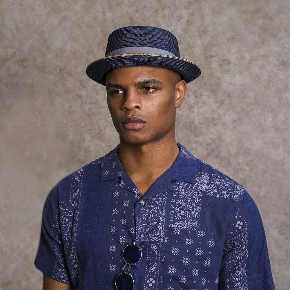 Bailey Hats Carver Pork Pie Hat - Navy Blue