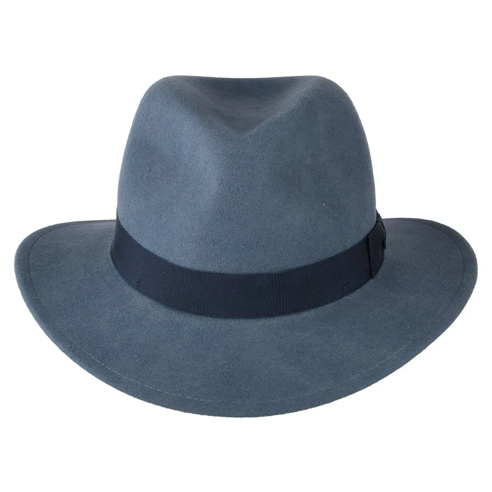 Bailey Hats Curtis Crushable Water Repellent Wool Felt Fedora Hat - Blue