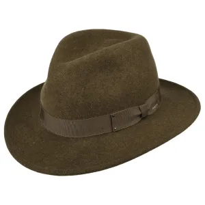 Bailey Hats Curtis Crushable Water Repellent Wool Felt Fedora Hat - Olive