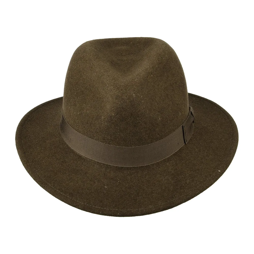 Bailey Hats Curtis Crushable Water Repellent Wool Felt Fedora Hat - Olive