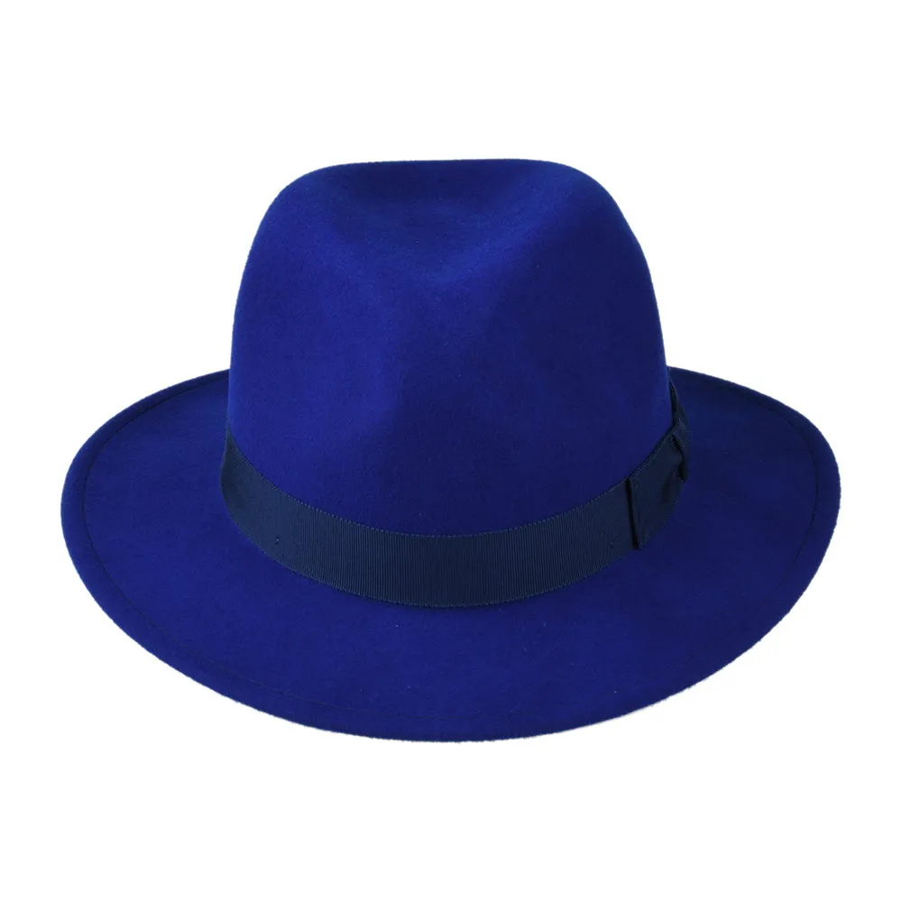 Bailey Hats Curtis Crushable Water Repellent Wool Felt Fedora Hat - Royal Blue