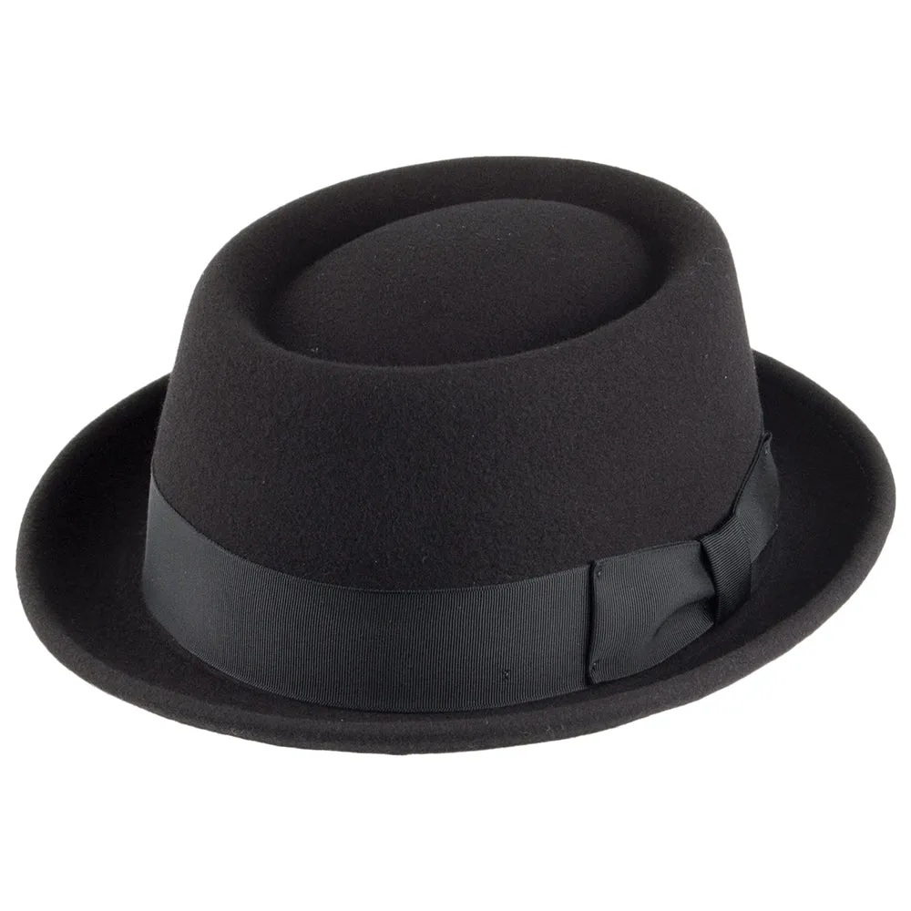 Bailey Hats Darron Crushable Water Repellent Wool Felt Pork Pie Hat - Black