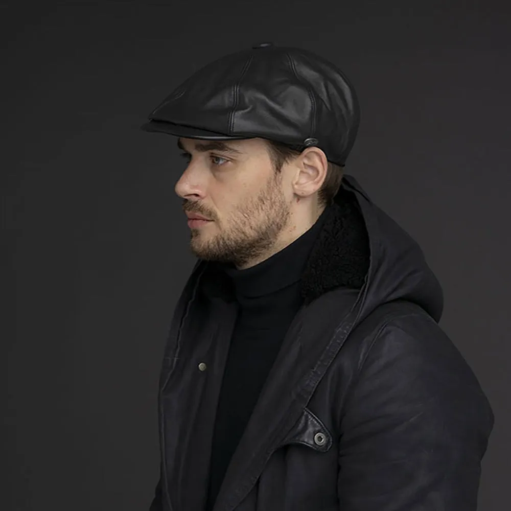 Bailey Hats Noclin Leather Newsboy Cap - Black