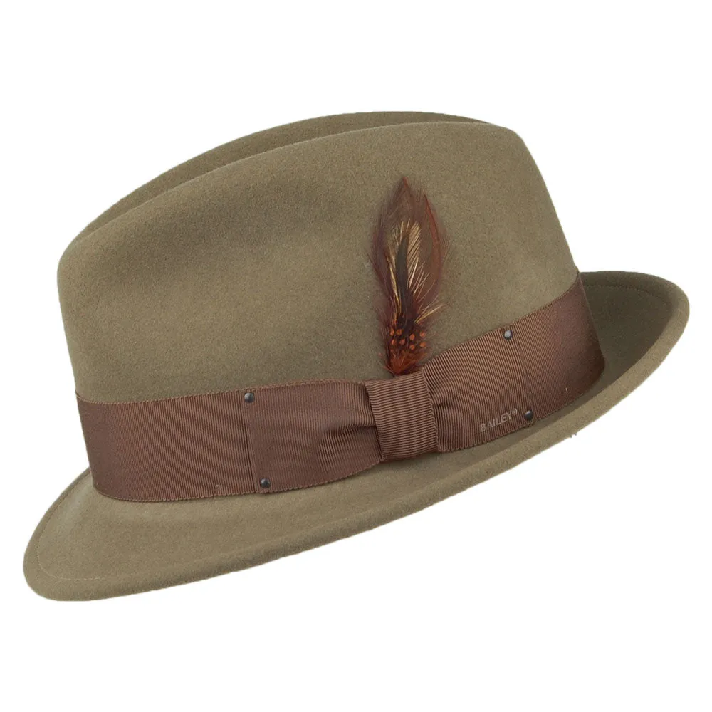Bailey Hats Tino Crushable Water Repellent Wool Felt Trilby Hat - Light Olive
