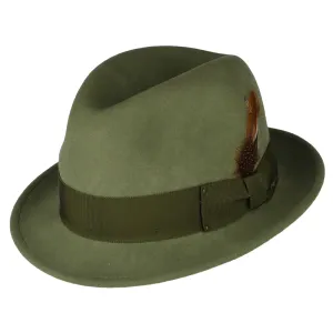Bailey Hats Tino Crushable Water Repellent Wool Felt Trilby Hat - Olive