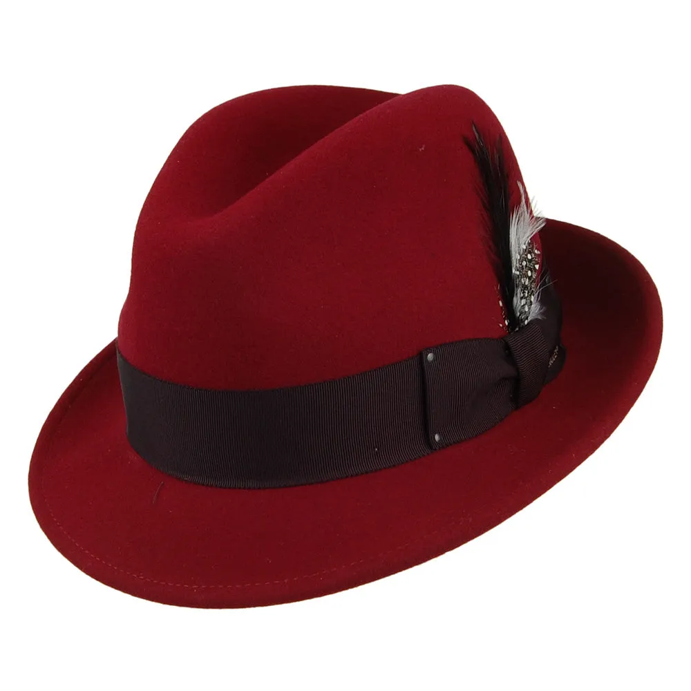 Bailey Hats Tino Crushable Water Repellent Wool Felt Trilby Hat - Port