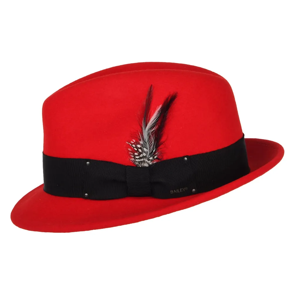 Bailey Hats Tino Crushable Water Repellent Wool Felt Trilby Hat - Red