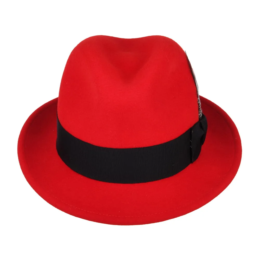 Bailey Hats Tino Crushable Water Repellent Wool Felt Trilby Hat - Red