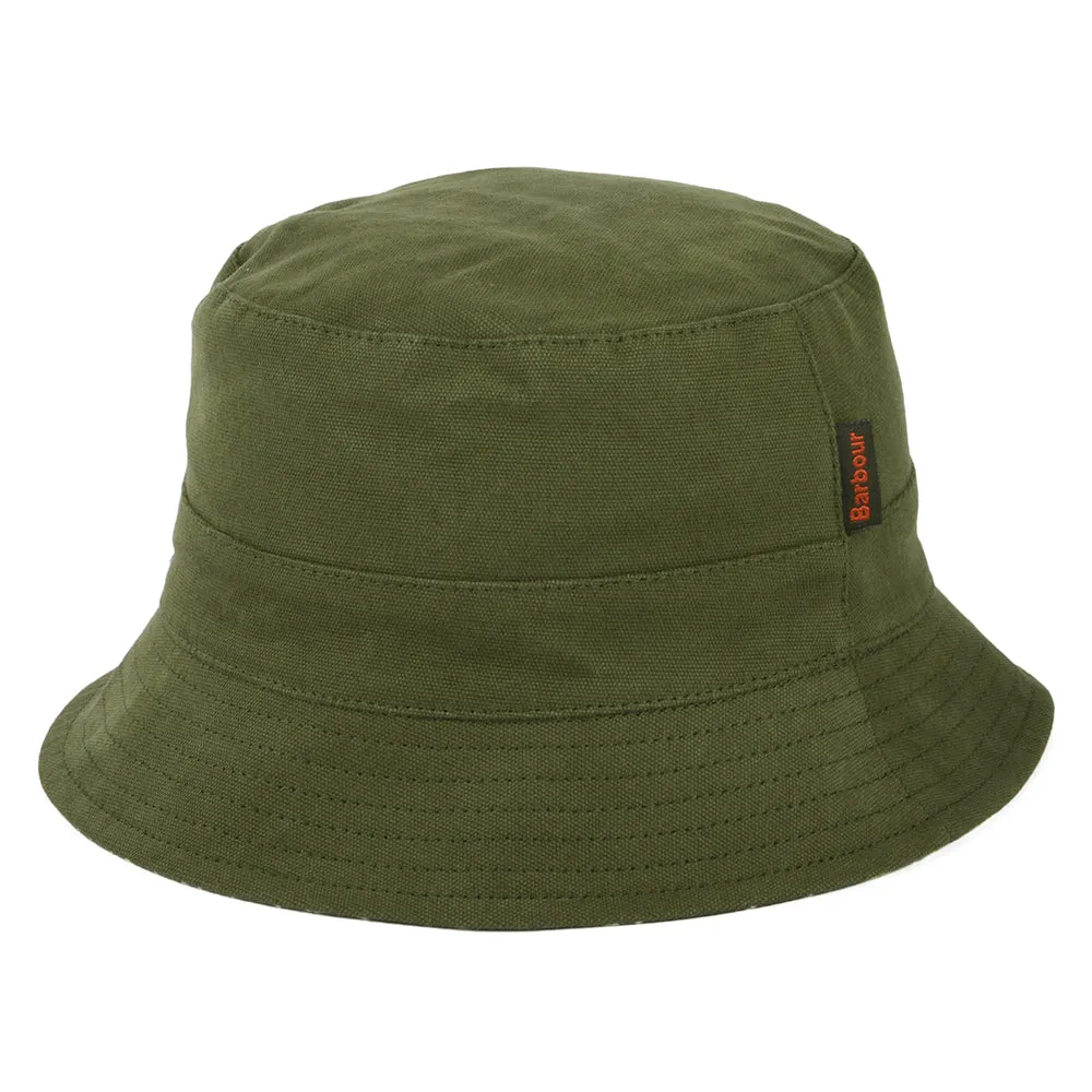 Barbour Hats Cornwall Cotton Reversible Bucket Hat - Olive