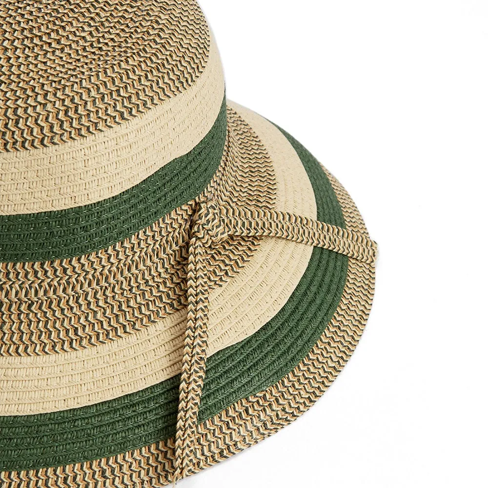 Barbour Hats Daphne Striped Summer Cloche - Olive-Sand