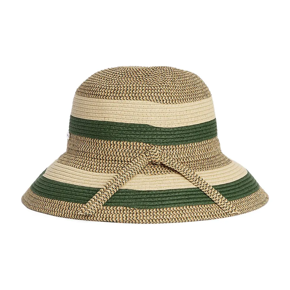 Barbour Hats Daphne Striped Summer Cloche - Olive-Sand