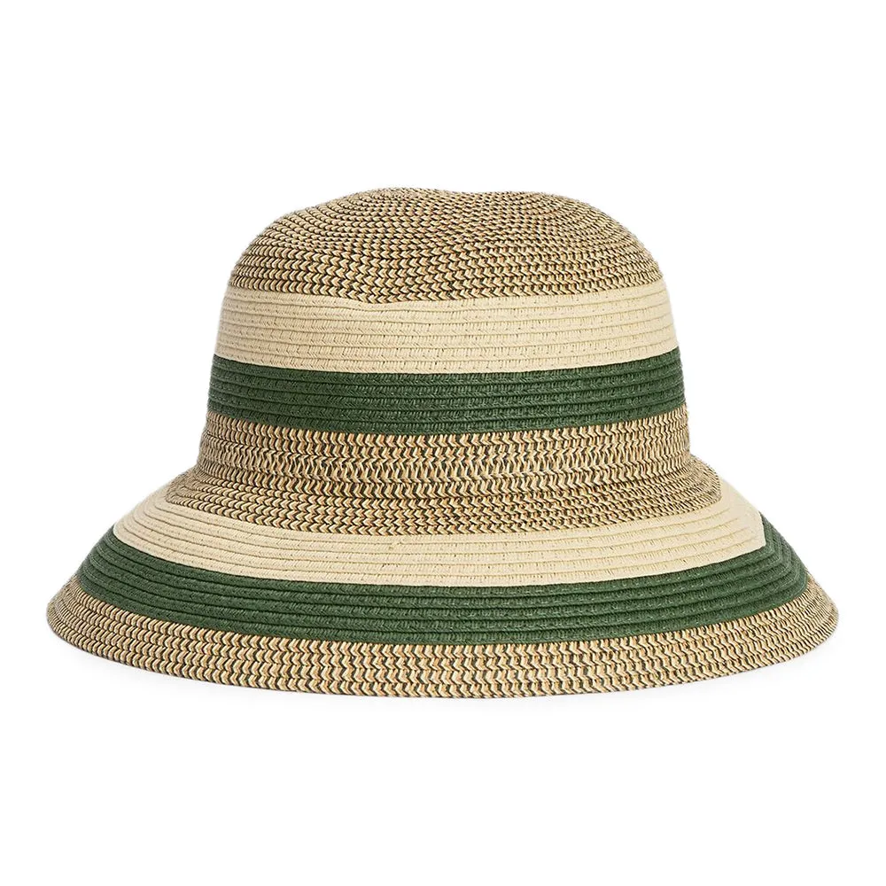 Barbour Hats Daphne Striped Summer Cloche - Olive-Sand