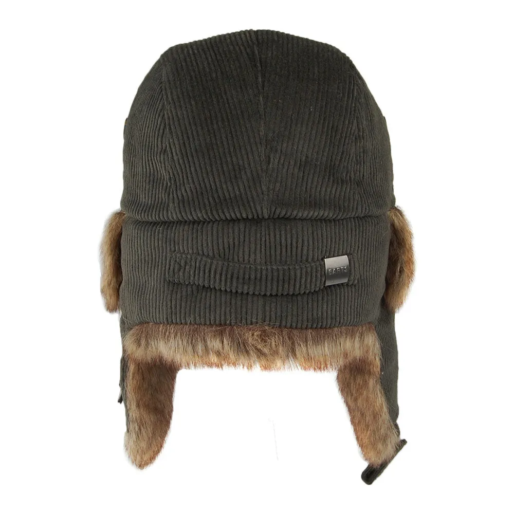 Barts Hats Corduroy Rib Faux Fur Bomber Trapper Hat - Army Green
