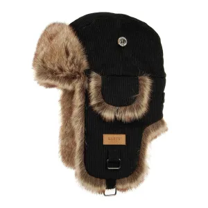 Barts Hats Corduroy Rib Faux Fur Bomber Trapper Hat - Black