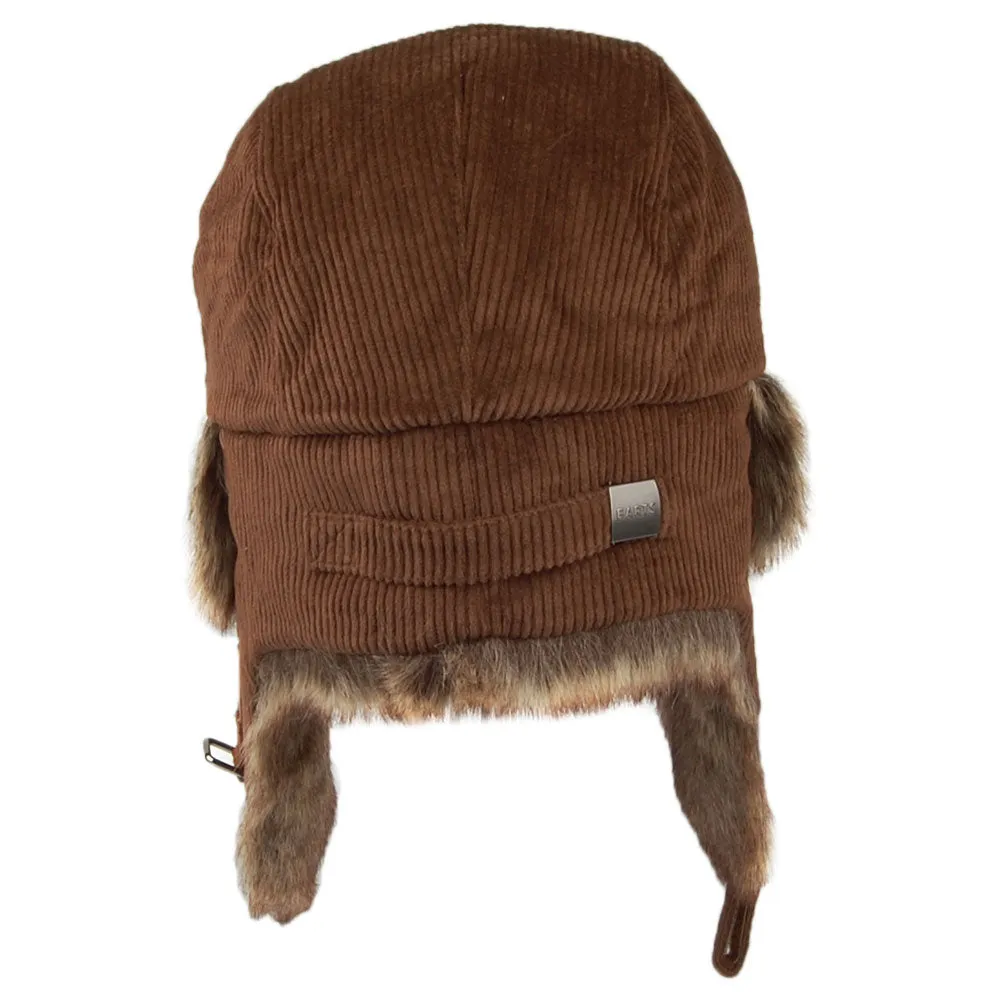 Barts Hats Corduroy Rib Faux Fur Bomber Trapper Hat - Brown
