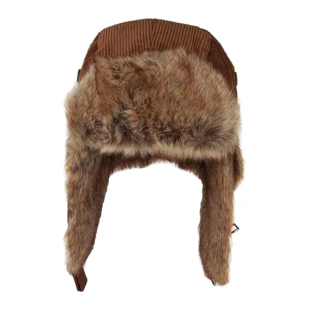 Barts Hats Corduroy Rib Faux Fur Bomber Trapper Hat - Brown