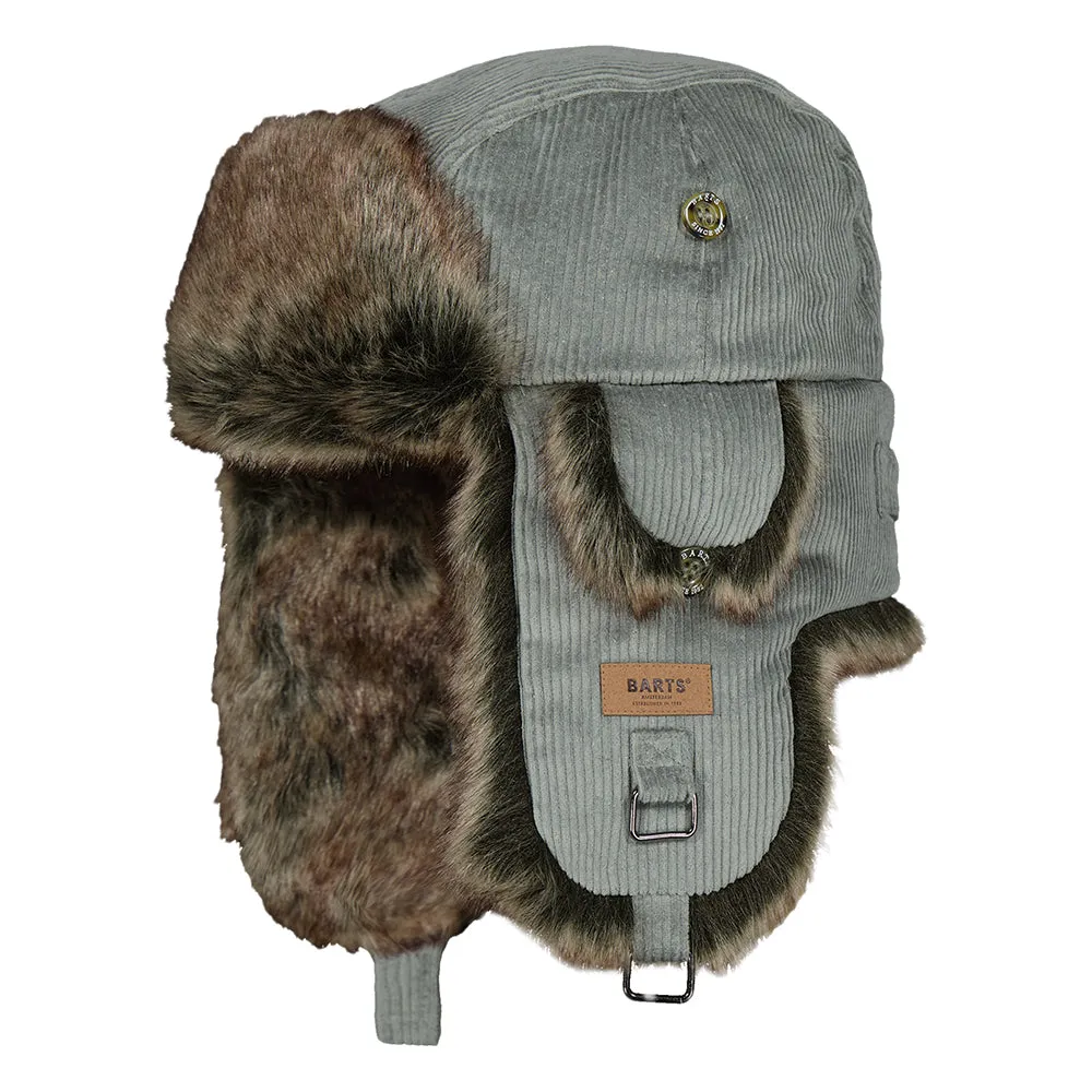 Barts Hats Corduroy Rib Faux Fur Bomber Trapper Hat - Celadon Green