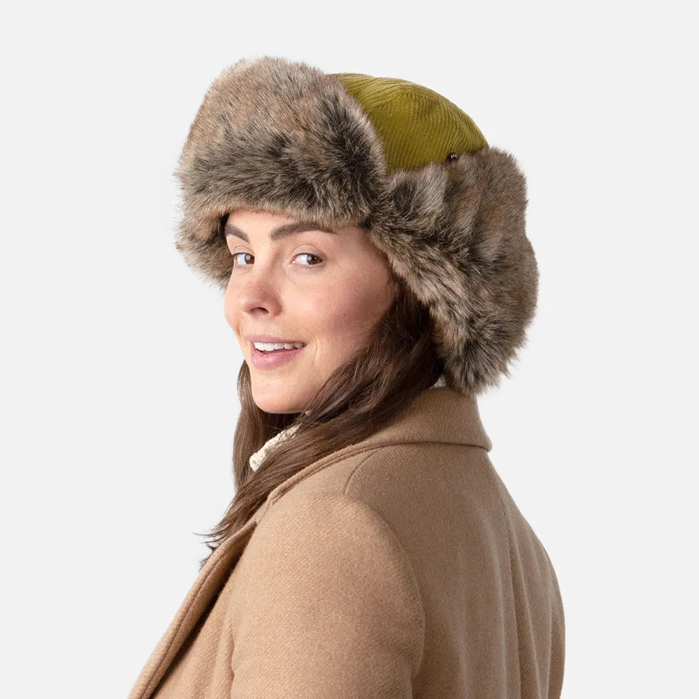 Barts Hats Corduroy Rib Faux Fur Bomber Trapper Hat - Ochre