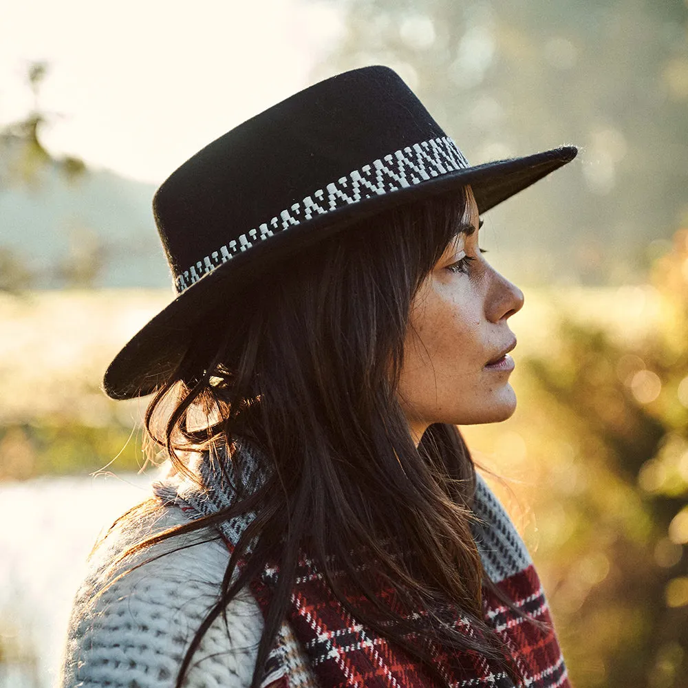 Barts Hats Fawne Wool Felt Boater Hat - Black