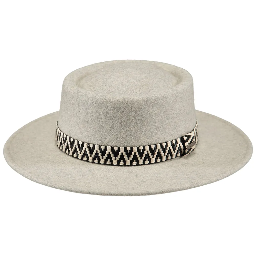 Barts Hats Fawne Wool Felt Boater Hat - Heather Grey