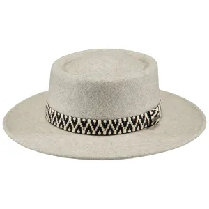 Barts Hats Fawne Wool Felt Boater Hat - Heather Grey