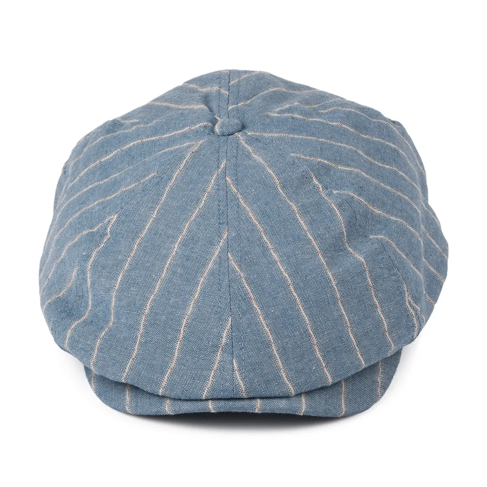 Barts Hats Jamaica Striped Linen-Cotton Newsboy Cap - Light Blue