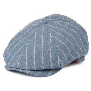 Barts Hats Jamaica Striped Linen-Cotton Newsboy Cap - Light Blue