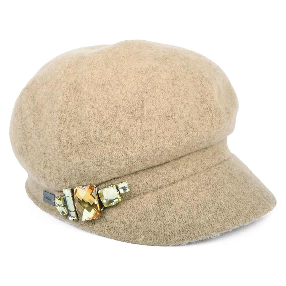 Betmar Hats Rhinestone Baker Boy Cap - Camel