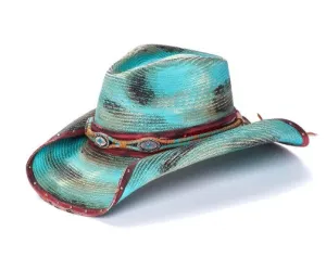 California Hat Co CA-1-2048 Seattle Jackpot Turquoise Straw Western Hat