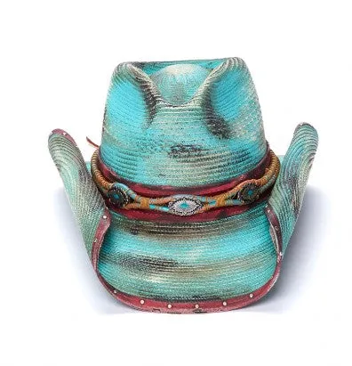 California Hat Co CA-1-2048 Seattle Jackpot Turquoise Straw Western Hat