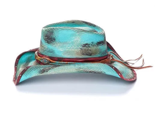 California Hat Co CA-1-2048 Seattle Jackpot Turquoise Straw Western Hat