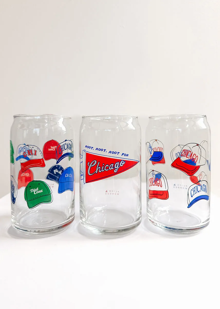 Chicago Baseball Hat Can Glass