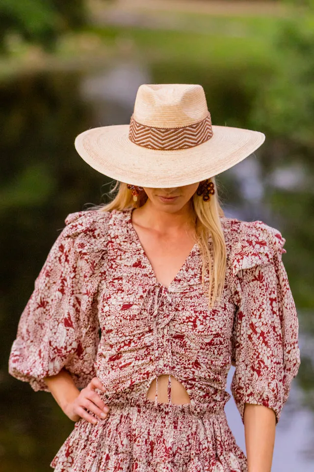 Western Wide Brim Palm Leaf Straw Hat