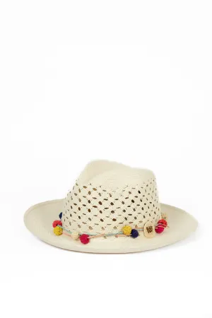 White Openwork Panama Hat