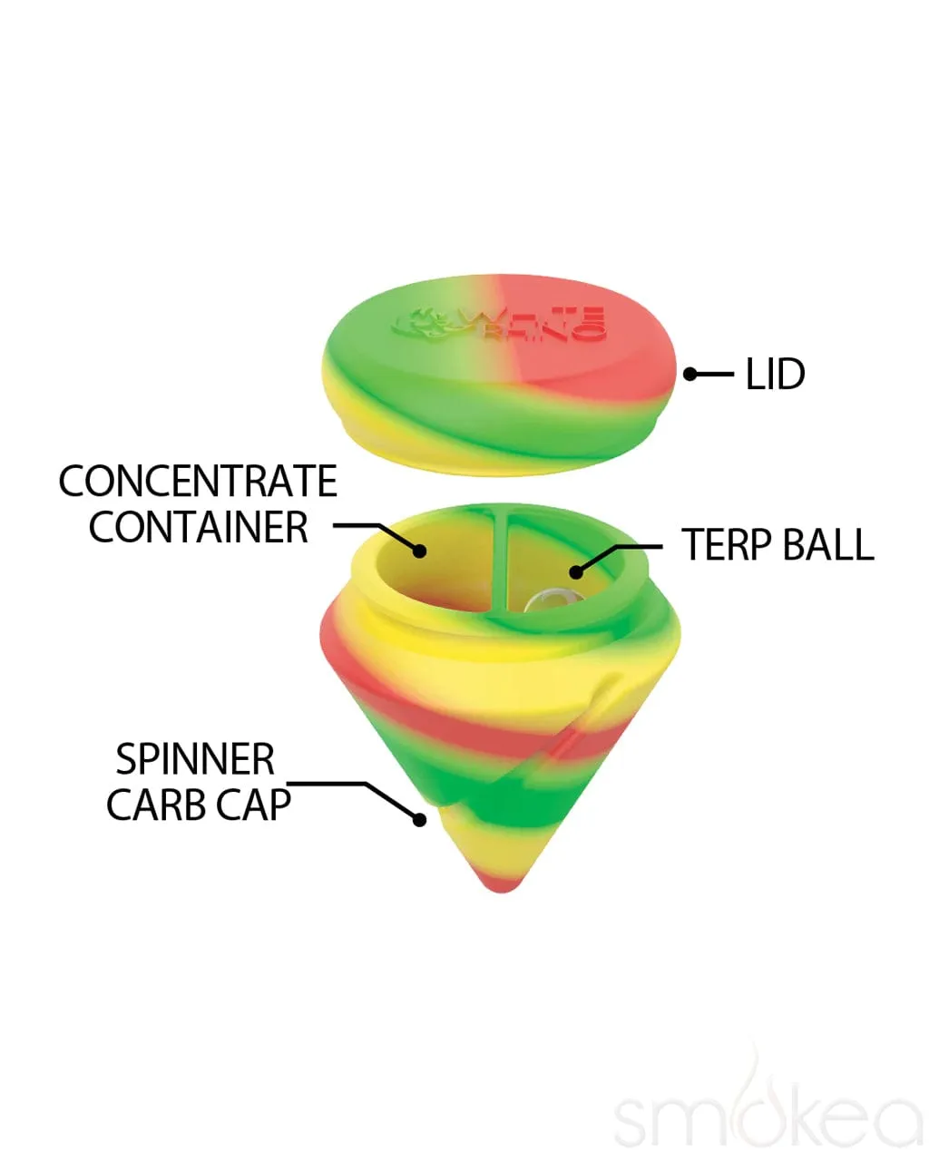 White Rhino Silicone Diamond Spinner Jar Carb Cap w/ Terp Ball